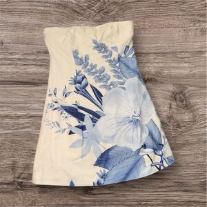 Peppermayo Cream and Blue Strapless Dress